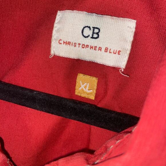 Christopher Blue Taylor Red Tie Front Button Down Lightweight Jacket Size XL - Picture 5 of 7